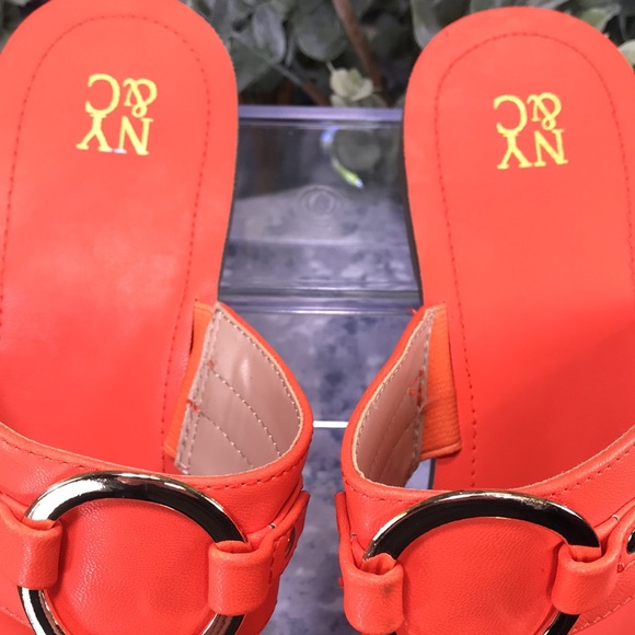 🧡NY&C Bright Orange🧡 Dressy & Decorative Thong Sandals Women’s 10M☀️Like NEW☀️ - Picture 6 of 11